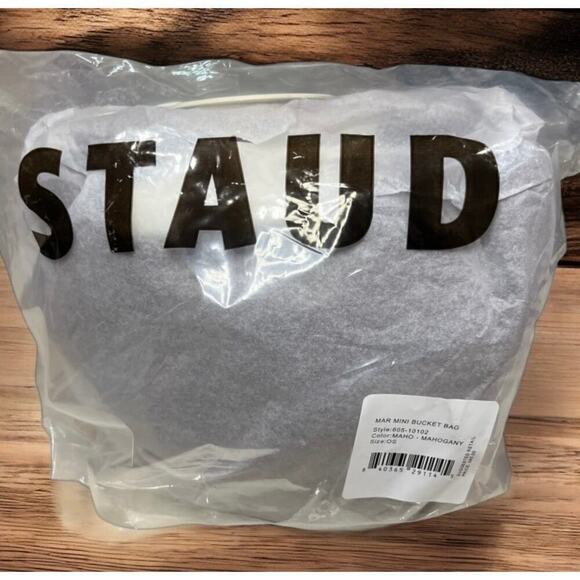 NWT STAUD MAR Leather Snake Embossed Mini Bucket Bag - Picture 6 of 7